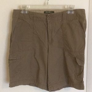 Eddie Bauer olive colored cargo shorts